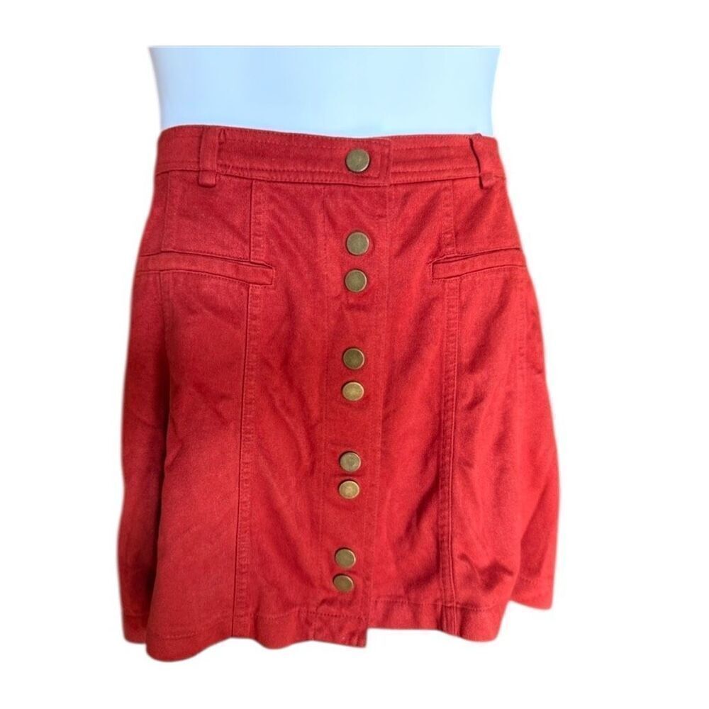 Womens Zara Trafaluc Suede Sueded Front Snap Rust Colored Mini Skirt - Sz S